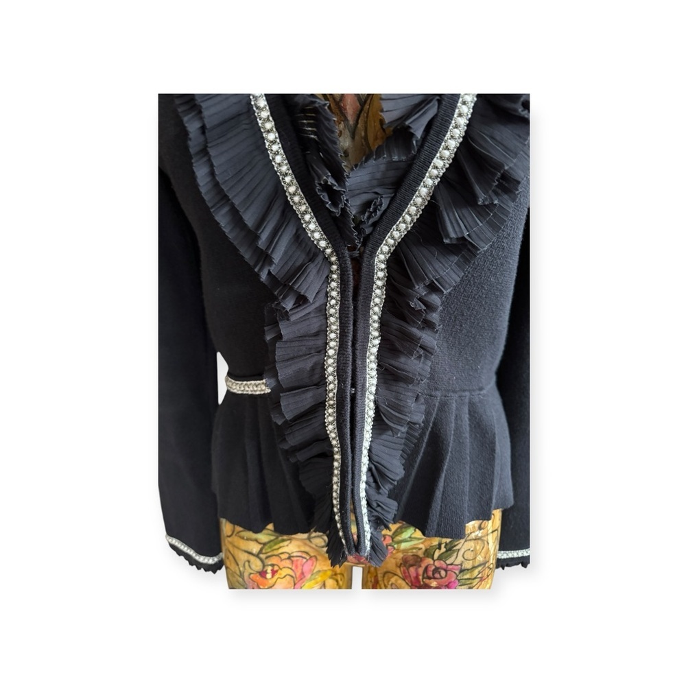 White House Black Market blazer ruffles medium business office Retro cardigan - Picture 8 of 14